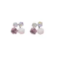Elegant cubic sugar cube crystal stud earrings with lavender and iridescent gems - 3D Cubic Style (E3569) / Pink + Multicolor