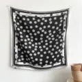 Elegant 90x90cm black and white rose floral pattern silk square scarf for fashion women - 90x90cm/Pack / Black