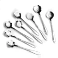 Stainless steel floral coffee spoons set, cute flower shape dessert spoons for home party. - 8-Piece Set / Silver