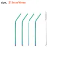 Set de pajitas de acero inoxidable 4pcs pajitas de metal de colores con cepillo 215x6mm - Tubo Curvado / 215x6mm