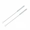 Cepillo de limpieza para pajitas de acero inoxidable, detalle varilla metálica larga con asa de anillo. - Cepillo de limpieza