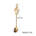 Golden 304 stainless steel coffee spoon with creative musical note handle, 15.7cm long - Titanium Gold