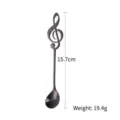 Black stainless steel coffee spoon with musical note handle 15.7cm length - Titanium Black