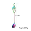 Rainbow iridescent stainless steel musical note coffee spoon, length 15.7cm, weight 19.4g. - Colorful