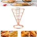 Rose gold electroplated cone wire snack stand for french fries and buffet snacks - Rose Gold