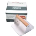 Prensa para hamburguesas cuadrada profesional de acero inoxidable con mango de madera - Cuadrado con mango de madera y caja de color