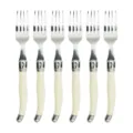 Set of 6 high-quality stainless steel dinner forks with cream white curved handles - Dinner Fork (Set of 6) / 6Pcs/Set