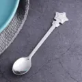 Creative stainless steel coffee spoon with a double star handle design in silver finish - Star 2