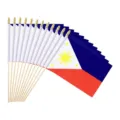 Hochwertiges Set philippinischer Handfahnen aus langlebigem Polyester-Material - 14x21cm Handflagge mit Holzstab
