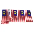 Detailansicht der Malaysia-Wimpelkette mit leuchtenden Farben und Halbmond-Stern-Design - Malaysia Nationalflagge Wimpelkette (Vertikal)