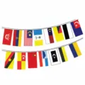 Malaysia Girlande mit National- und Landesfahnen aus langlebigem Polyester - Malaysia 15 Bundesstaaten Wimpelkette