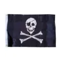 Bandera pirata clásica de poliéster negro con calavera blanca para decoración Halloween - Bandera de Calavera / 1 Pieza (60x90cm)