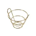 Golden minimalist metal wire cone-shaped French fries and snack basket with dual handles - Gold