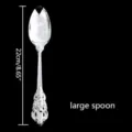 Vintage silver large dinner spoon with ornate embossed handle, 22cm/8.65 inch length - Silver Spoon