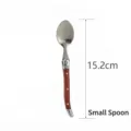 Laguiole style stainless steel small spoon with wooden handle 15.2cm - 1 Piece Small Spoon