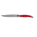 Classic Laguiole style steak knife featuring a vibrant red handle and stainless steel blade - Red