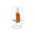 Professional stainless steel onion ring tower with two ceramic condiment dipping bowls - Onion Rack (Stainless Steel Material) / Silver
