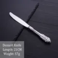 Vintage embossed stainless steel dessert knife, 21cm length with silver polished finish - Dessert Knife / Silver
