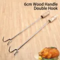Ganchos para carne resistentes de acero inoxidable de 6 mm con mangos de madera para asar - Gancho Doble 6mm