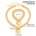 Peso e dimensioni dettagliate per il set di collana e bracciale con perline a cuore oro. - Set Collana e Bracciale (Stile 02) / Con Diagramma delle Dimensioni / Oro