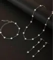 Elegante set di gioielli con catena d'argento e perle a forma di cuore bianco - Set Perle Cuore / Cuore Argento