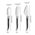 Maße und Gewichte des 3-teiligen Käsemesser-Sets im Laguiole-Stil mit schwarzen Griffen - 3 schwarze Käsemesser / Schwarz