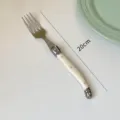 Elegant cream curved handle stainless steel dinner fork with 20cm measurement marker - Single Dinner Fork