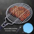 Cesta redonda para barbacoa de acero inoxidable con mango largo desmontable y plegable - Rejilla Redonda 3D