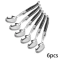 Set aus 6 Edelstahl-Esslöffeln im Laguiole-Stil mit schwarzen Griffen und Bienen-Logo - Großer Löffel Set