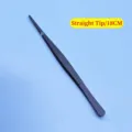 Pinzetta professionale a punta dritta in acciaio nero, pinza per alimenti multiuso da 18 cm - 18cm / Nero
