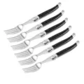Hochwertiges 6er-Set Steakgabeln aus Edelstahl mit klassischen schwarzen Laguiole-Griffen - Gabel Set
