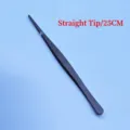 Pinzette dritte da 25 cm in acciaio inox nero per BBQ e alimenti - 25cm / Nero