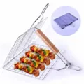Cesta de barbacoa plegable de acero inoxidable con una bolsa de almacenamiento gris - Rejilla Cuadrada (KW3010AC)