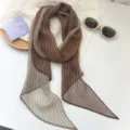Elegante bufanda fina de gasa con estampado de rayas verticales para cuello o cintura - Rayas marrones