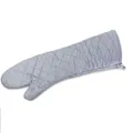 Close-up of an extra-long grey quilted oven mitt designed for high heat resistant protection - 1PC / Silver Gray