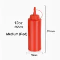 Bouteille souple en plastique rouge de taille moyenne pour sauces capacité 12oz 355ml - 12OZ Avec Bouchon (1 Pièce) / Rouge