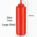 Grande bouteille souple en plastique rouge de 24oz pour ketchup et sauces de salade - 24OZ Avec Bouchon (1 Pièce) / Rouge