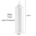 Bouteille à presser en plastique transparent de 24oz pour sauces, capacité 710ml - 24OZ Avec Bouchon (1 Pièce) / Blanc