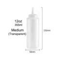 Bouteille à presser en plastique transparent de 12 oz pour sauces et condiments divers - 12OZ Avec Bouchon (1 Pièce) / Blanc