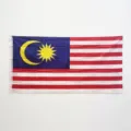 Close-up detail of the vibrant Malaysia national flag crafted from durable polyester fabric - 2*4ft