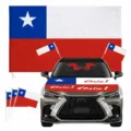 Chile Nationalflagge 90x150cm Polyesterflagge mit Handfahnen und Autoaufkleber Set - Set Stil (SXZL01)