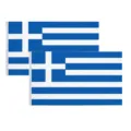 Premium durable polyester Greece flag 90x150cm with brass grommets for indoor outdoor use - 2 Pcs/Set