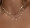 Collana a strati dorata con catena a maglia classica e catena piatta in stile rétro - Stile 04 / 04 Oro