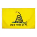 Gadsden-Flagge mit gerollter Klapperschlange und Spruch Dont Tread On Me in Gelb - Gadsden Schlange Flagge / 90x150cm