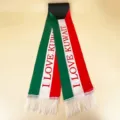 Schärpe aus Satin-Polyester mit Kuwait-Flagge, 'I LOVE KUWAIT' Aufdruck und weißen Fransen - Ich liebe Kuwait Stil