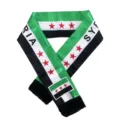 Syrien-Fahne Schal aus Polyester mit grün-weiß-schwarzen Streifen und drei roten Sternen Motiv - Syrische Unabhängigkeitsflagge Zeremonieller Schal