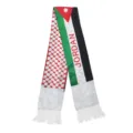 Satin-Polyester-Schal mit dem Design der jordanischen Nationalflagge und weißen Fransen - Jordan Palästina Co-Branding Schal