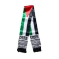 Hochwertiger Palästina-Flaggen-Schal aus Satin mit Free Palestine-Print und Fransen - Rettet Palästina Stil / 135cm