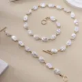 Set vintage collana e bracciale di perle barocche irregolari con chiusura OT dorata - Bracciale (YR-5066) / Oro