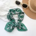 Retro green floral 100% cotton square scarf for women versatile neck kerchief wrap - Floral Print (MBFJ13) / 65x65cm / Green